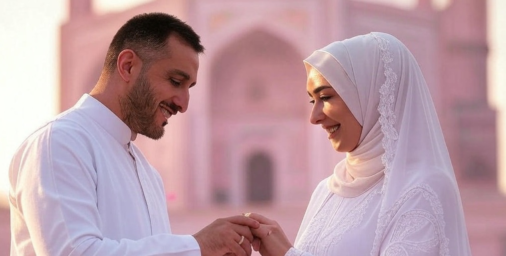 زوجان مسلمان سعيدان